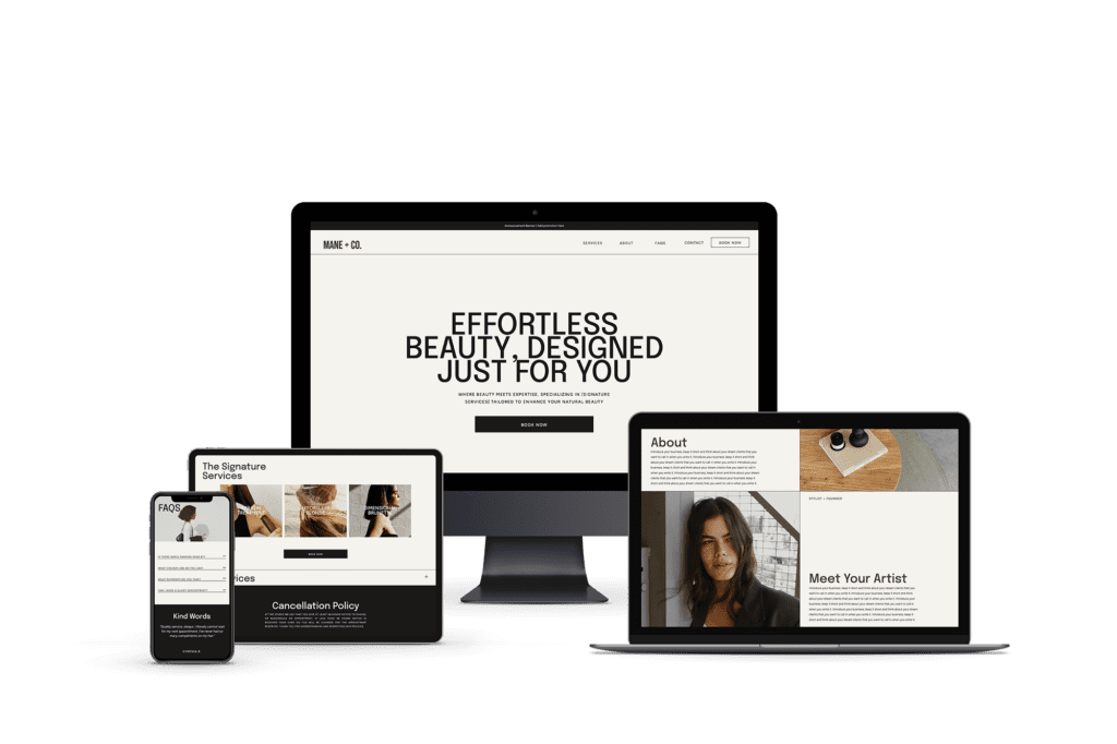 Website template design for Hairstylists from melguanchow.com/templates.